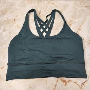 Lululemon Women Sz 6 Sports Bra Mind Over Miles Green Jasper Laser Cut Racerback